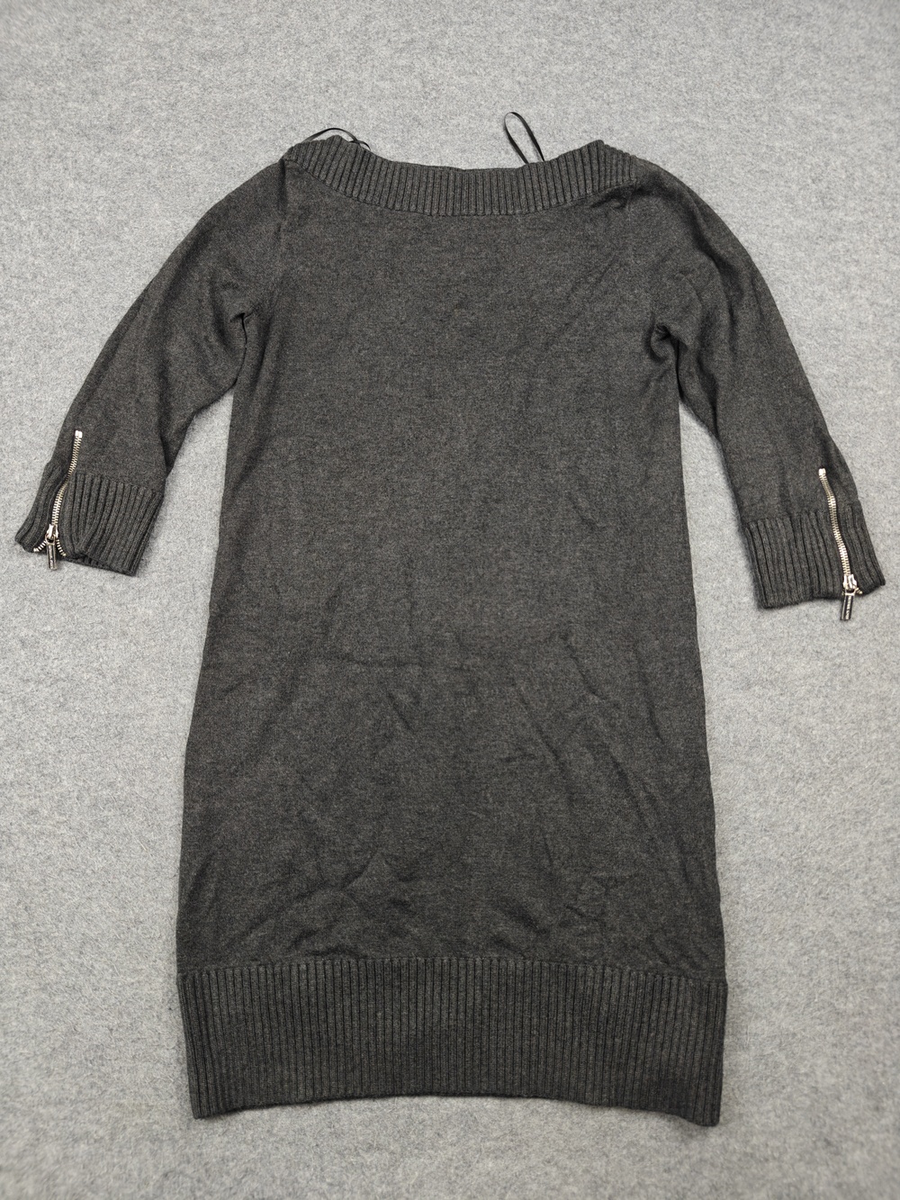 MICHAEL Michael Kors Dress Womens Medium Gray Sweater Dress Boat Neck 3/4 Sleeve